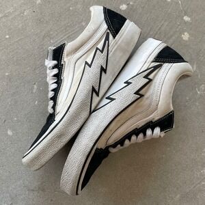 VANS Old Skool Low (M 9.5 W 11) Lightning Bolt 2Tone black white classic Rare